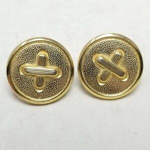 Vintage Button Shape Gold Tone Stud Earring, Retro 80s 90s Style, Cute As A